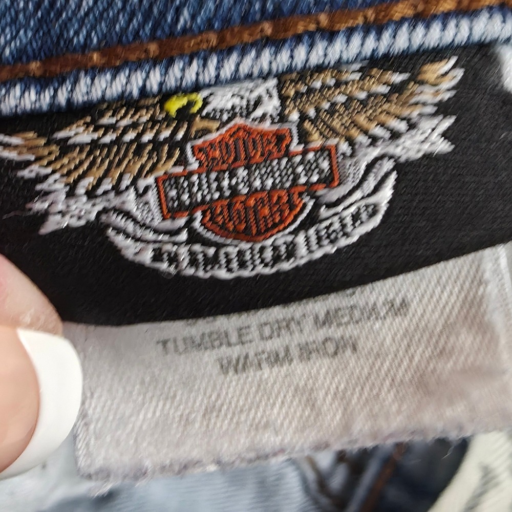 Harley-Davidson Straight Leg Jeans Womens 22 Blue Vintage Biker 90s Motor Style - Picture 6 of 14
